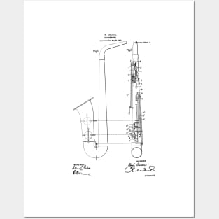 Saxophone Vintage Patent Hand Drawing Posters and Art